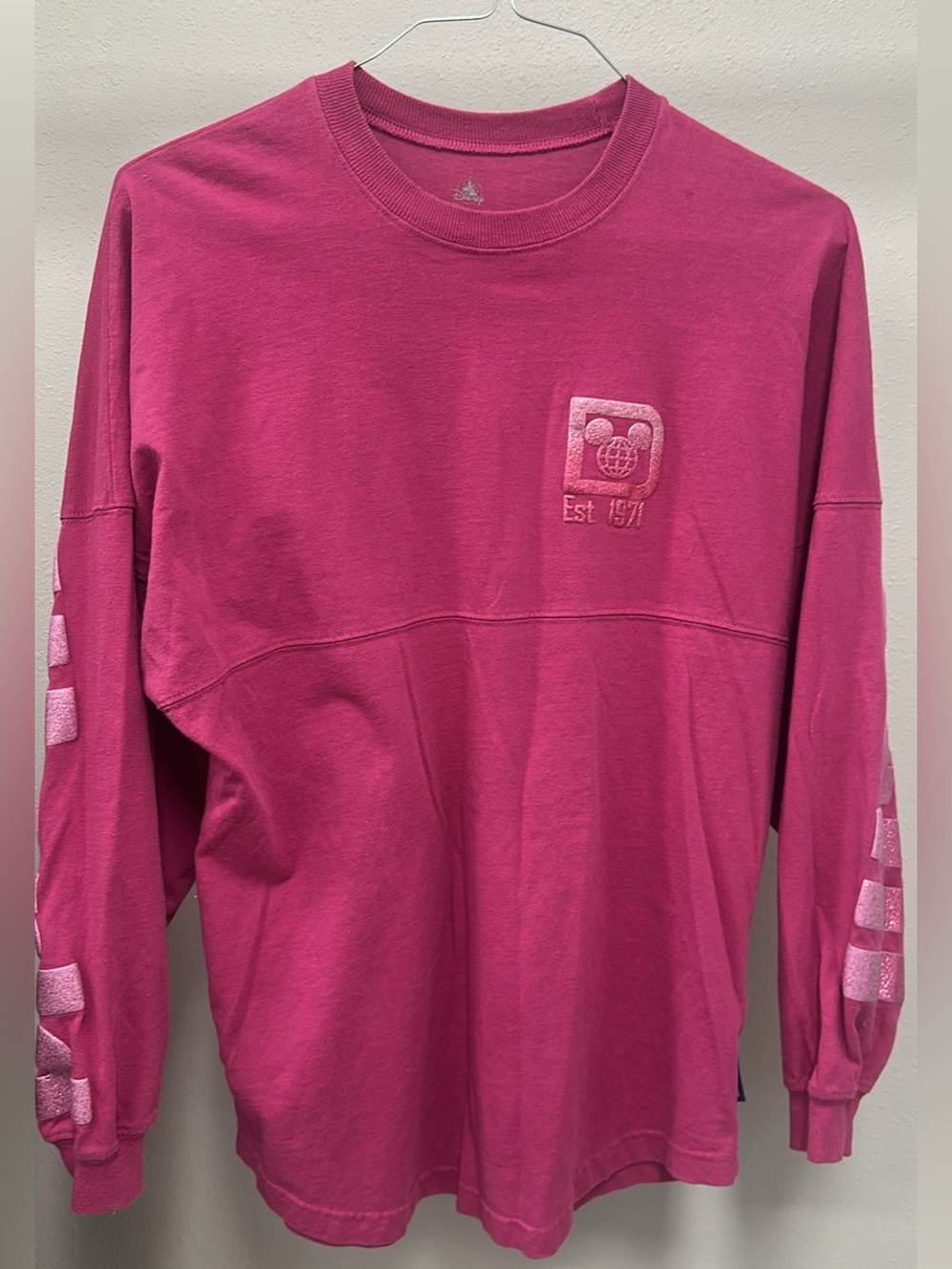 Disney Parks Pink Sparkle Spirit Jersey Long Sleeve Top Small